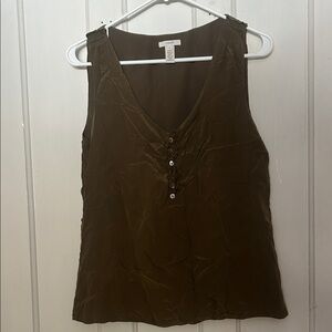 J. Crew Olive Buttoned Tank Top